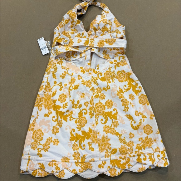 Maeve by Anthropologie Scalloped V-neck Halter Button Down Mini Dress Size 2 NWT - Picture 7 of 16